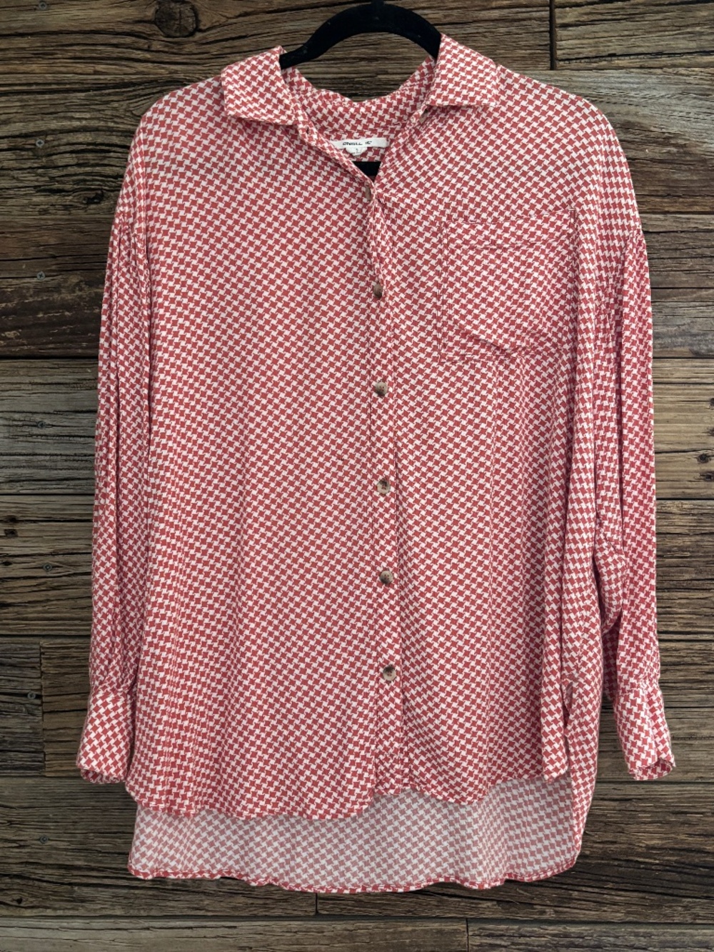 O'Neill Houndstooth Print Long Sleeve Button Down